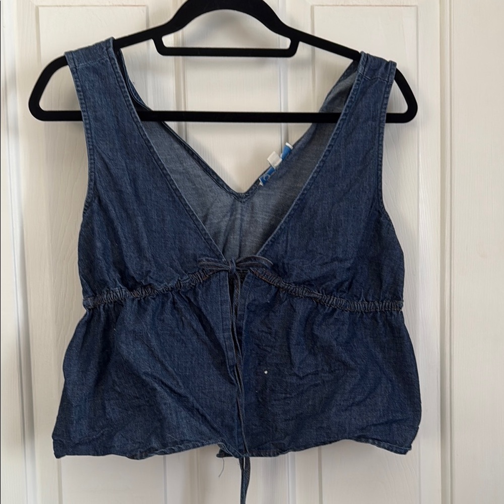 Jean baby doll tie top